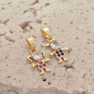 pingente de filho com pedra colorida