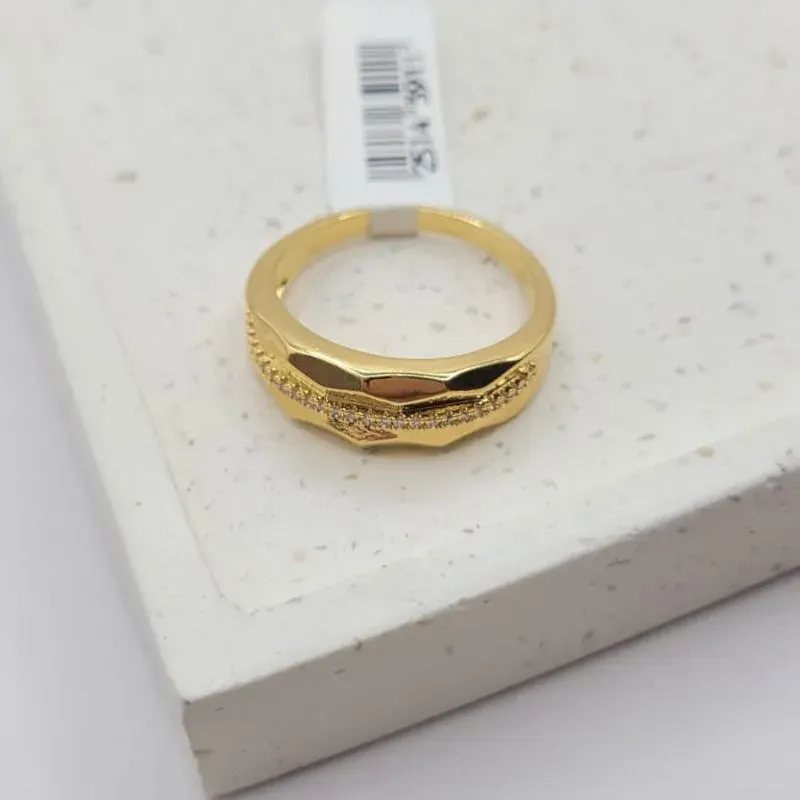anel texturizado com fio de zirconia