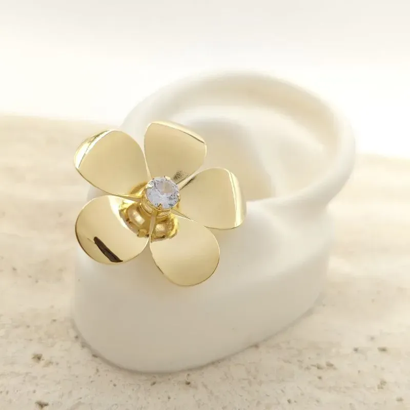 brinco flor com ponto de luz