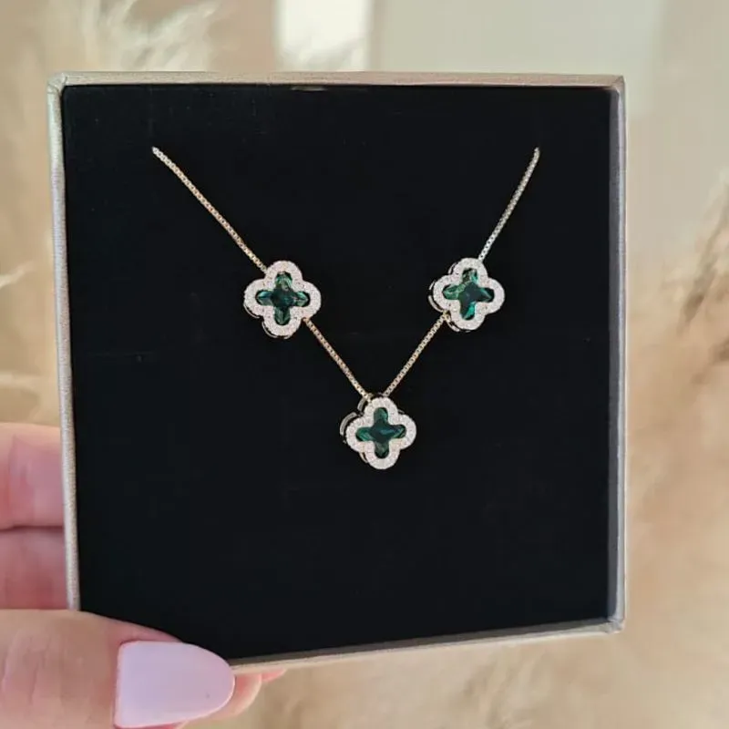conjunto trevo de pedra verde