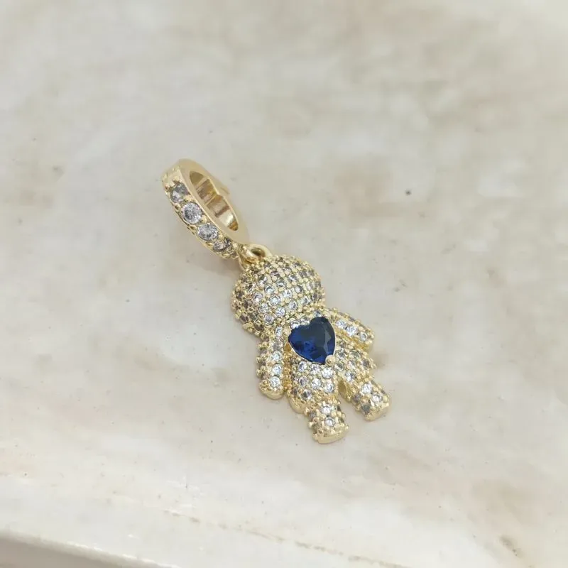 pingente de menino com coração azul