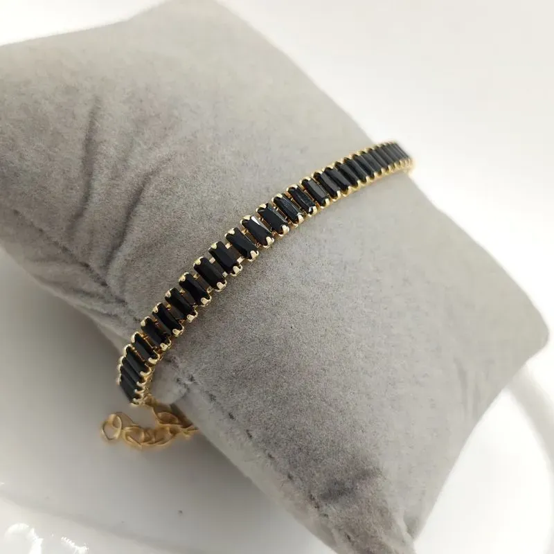pulseira pedra preta retangular