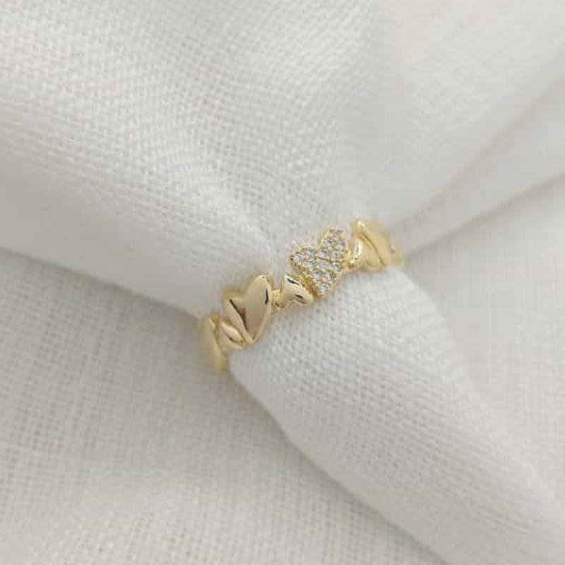 anel corações com zircônia