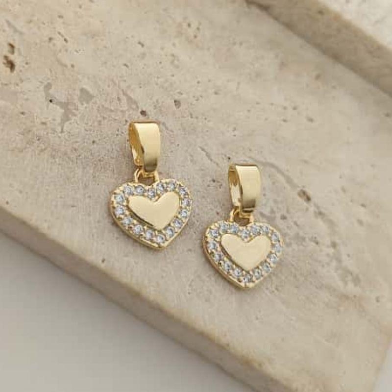 pingente coração liso com zirconia