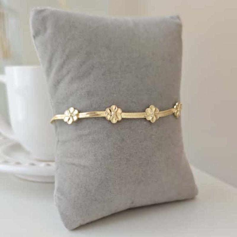 pulseira fita com flor