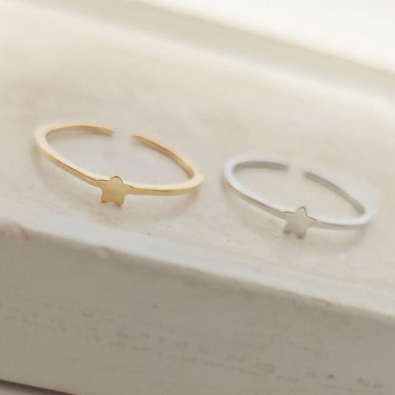 anel com estrela lisa rhodio