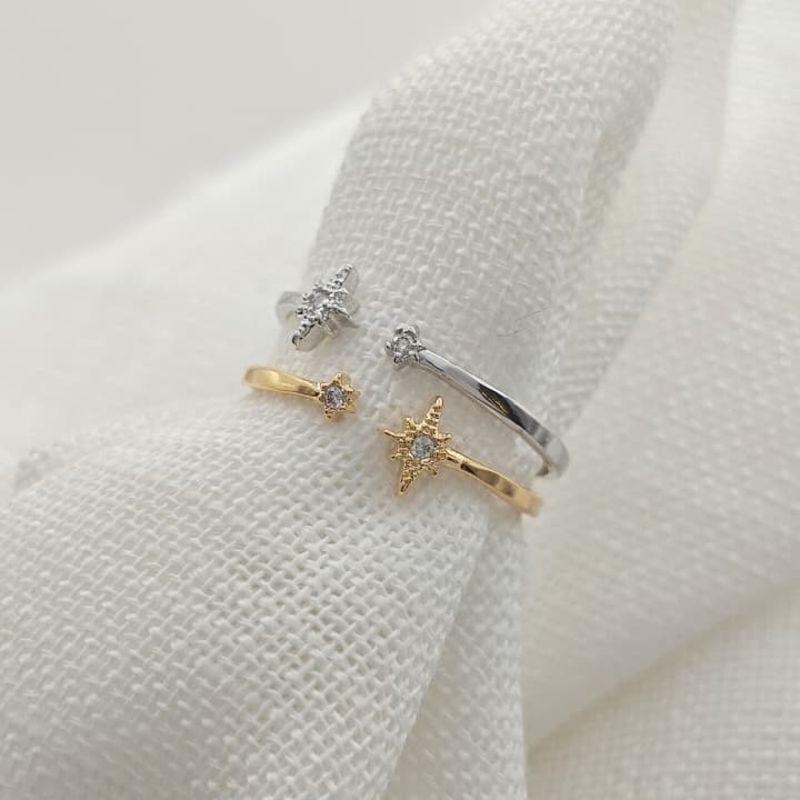 anel estrela com zirconia