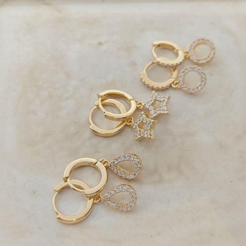 argola formas cravejado gota