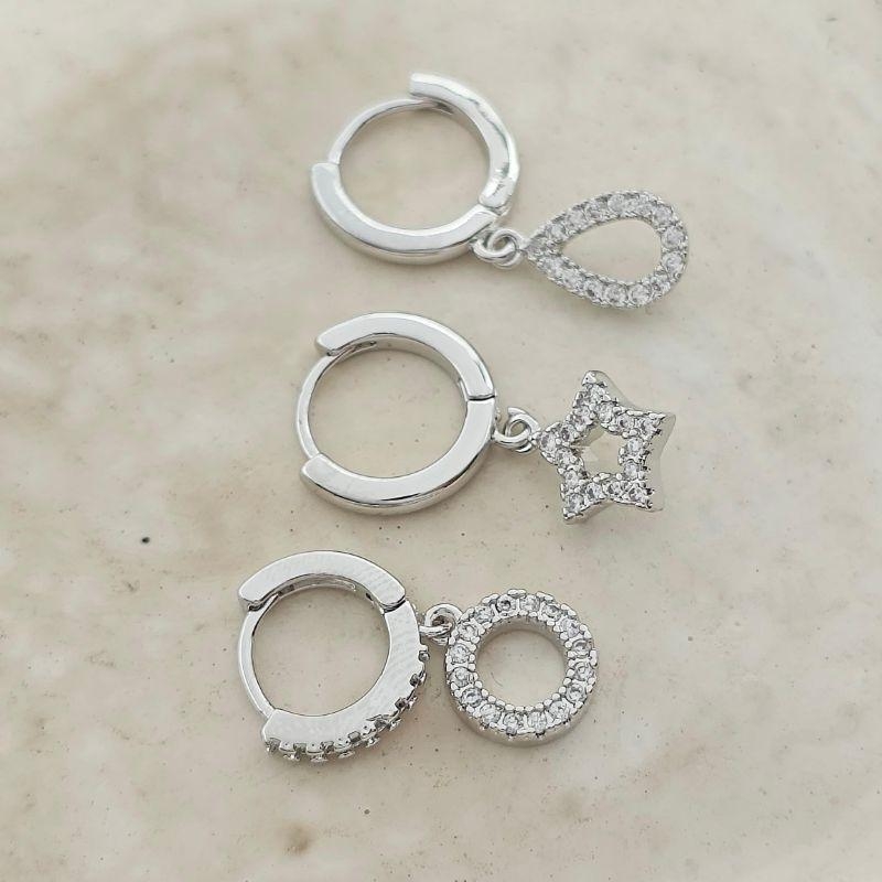 argola formas cravejado gota rhodio