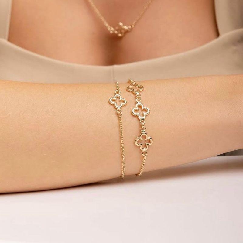 pulseira 3 trevos vazado