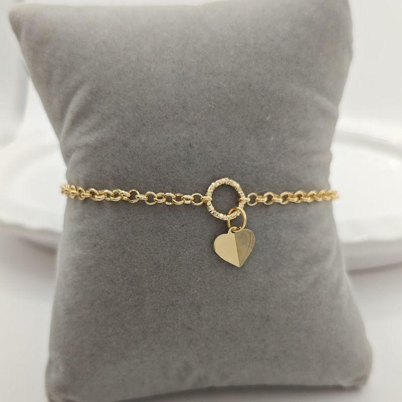 pulseira coração liso pendurado em elo