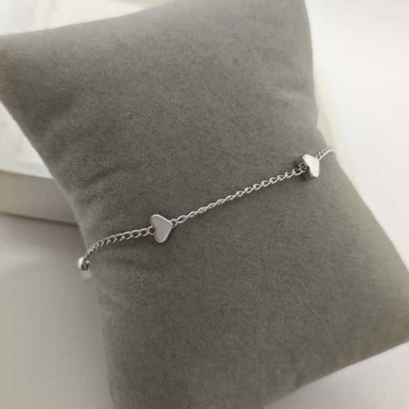 pulseira coração liso rhodio