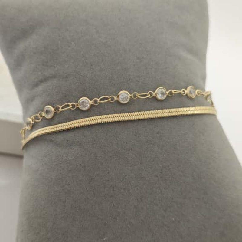 pulseira dupla com fita e pedra