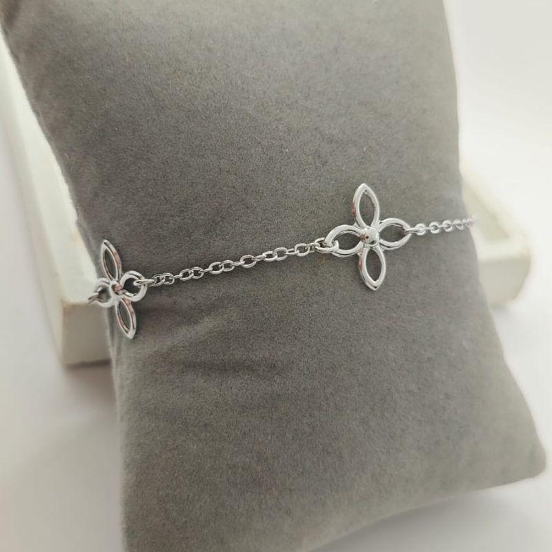 pulseira flor vazada rhodio