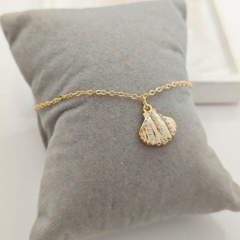 tornozeleira concha com zirconia