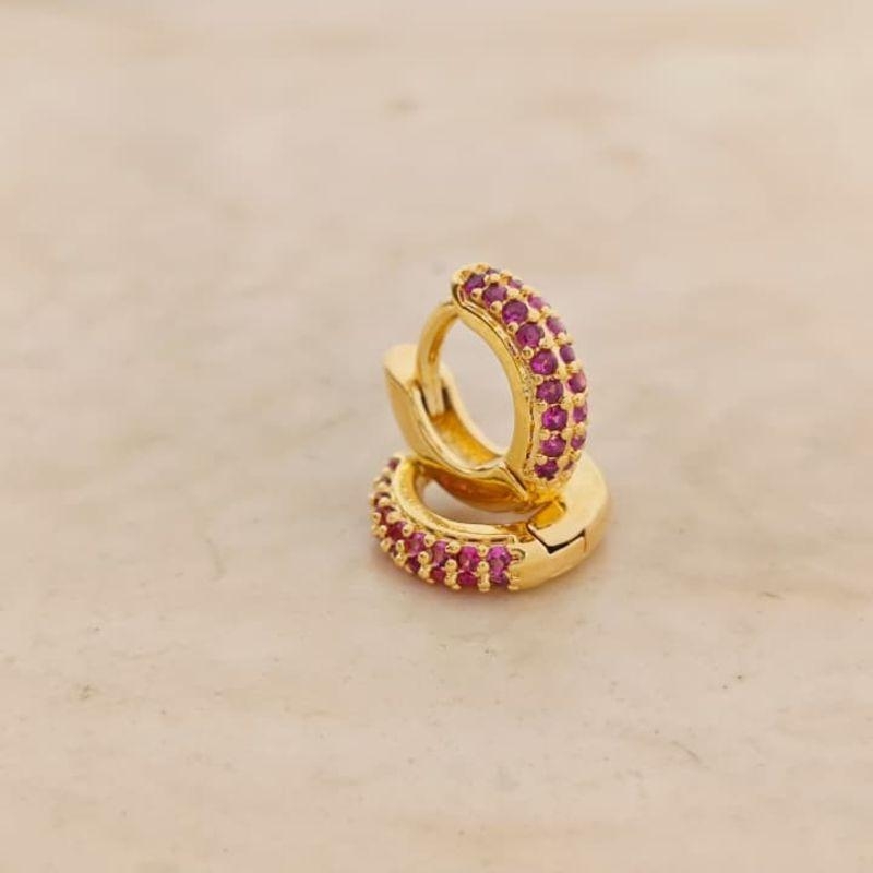 brinco argolinha rosa