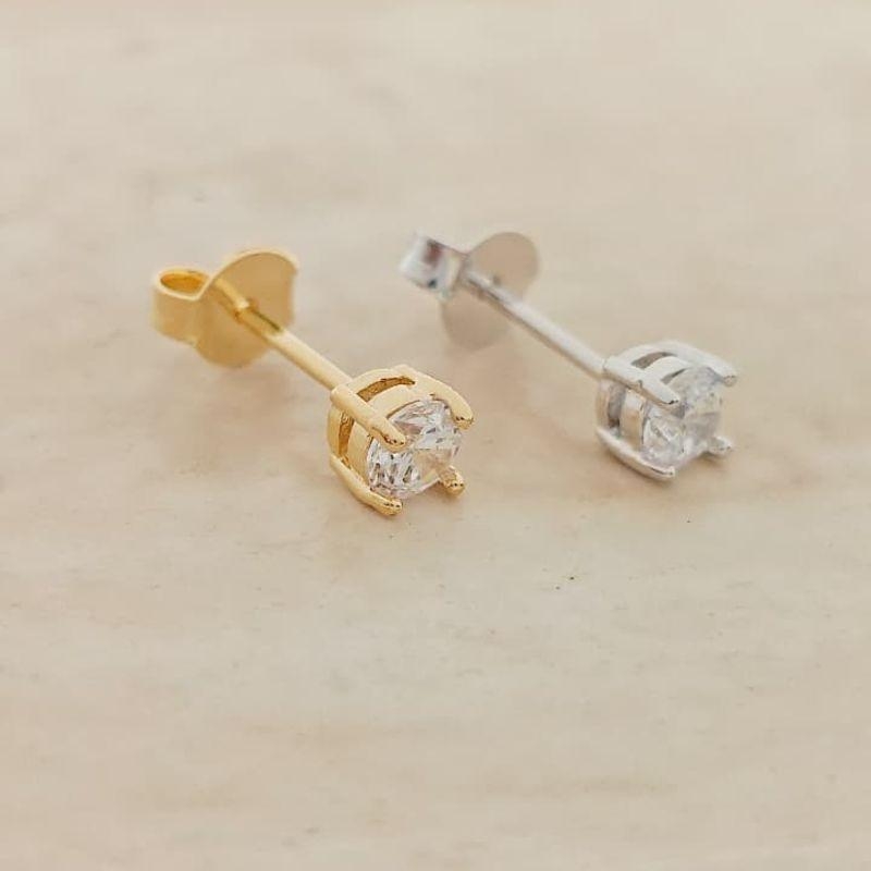 brinco ponto de luz de rhodio 4mm