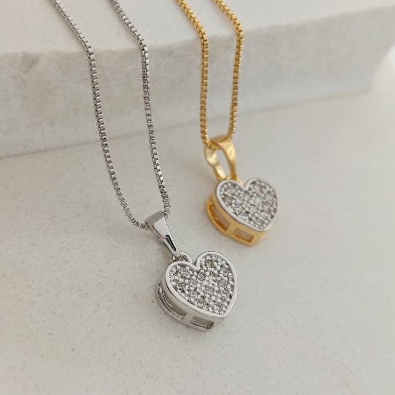 corrente coração P com zircônia