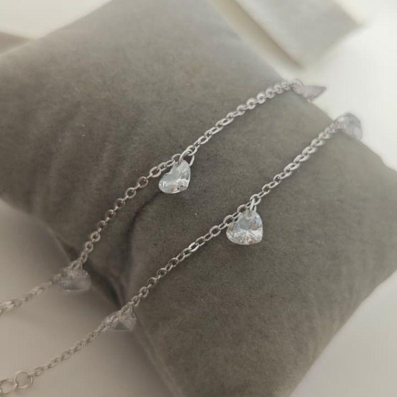 pulseira 3 coração rhodio