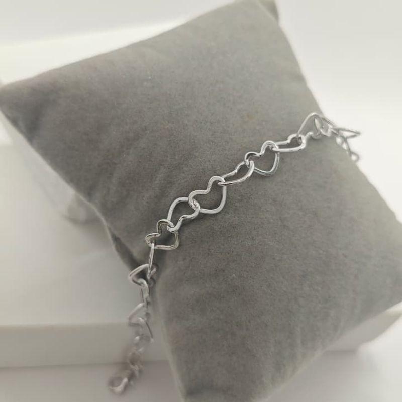 pulseira coração vazado rhodio