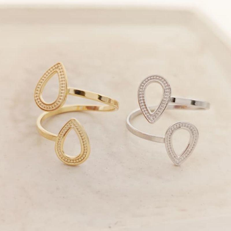 anel duas gotas texturizadas rhodio