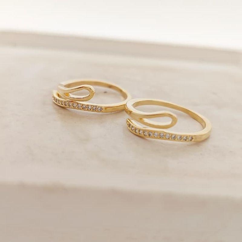 anel duplo com zirconia