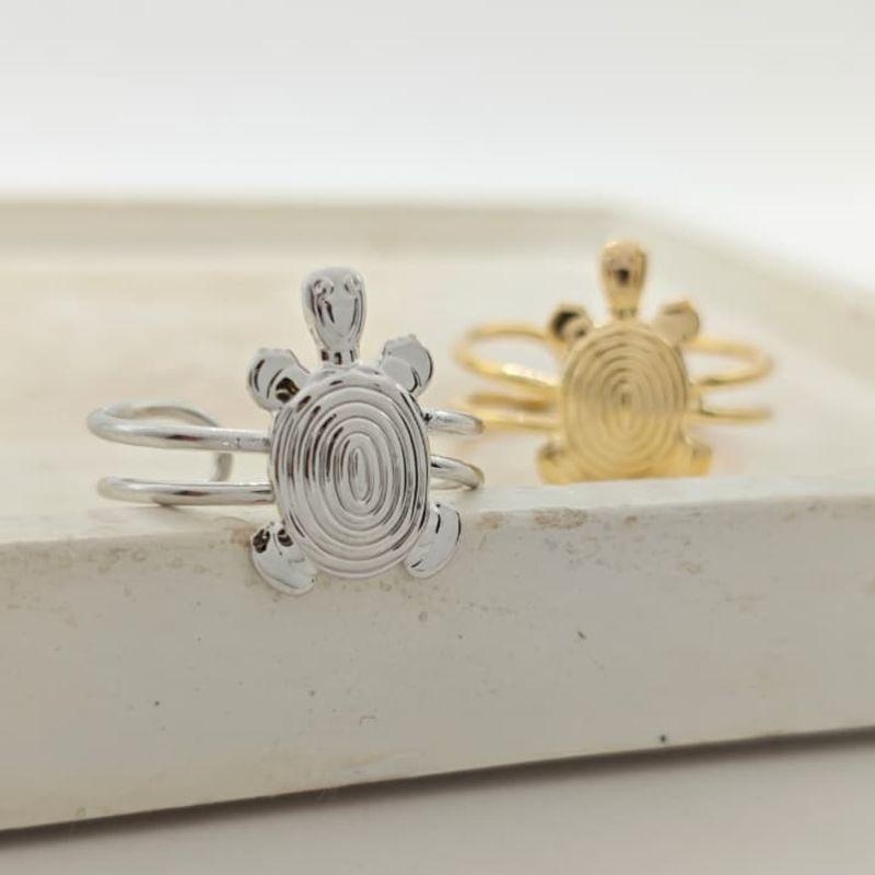 anel tartaruga em fio duplo rhodio