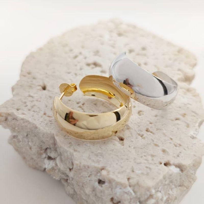 argola grossa lisa 2,3cm rhodio