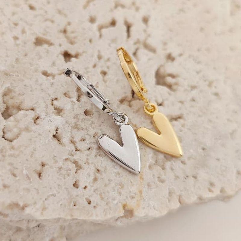 argolinha com coração liso rhodio