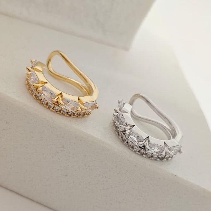 piercing fake com zircônia retangular