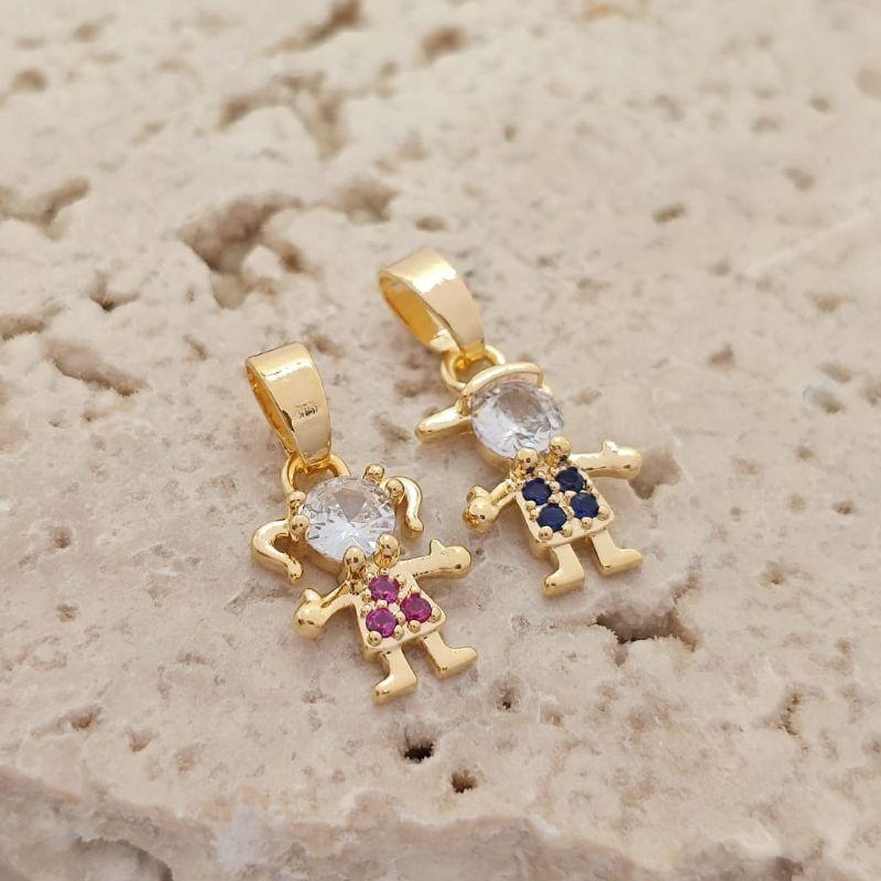 pingente de filho com pedra colorida