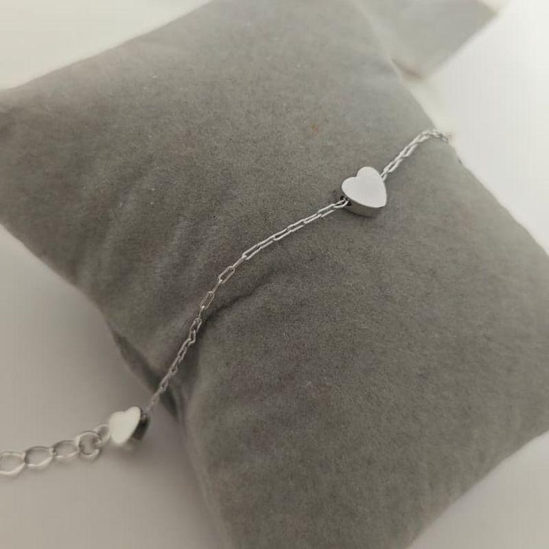 pulseira coração delicado rhodio