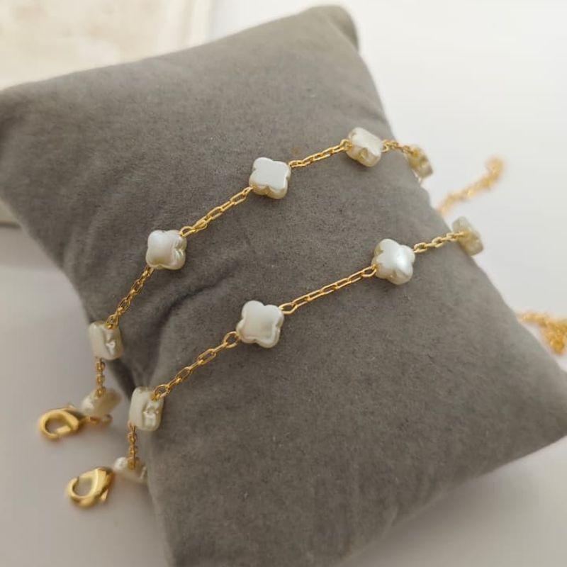 pulseira trevo de perola