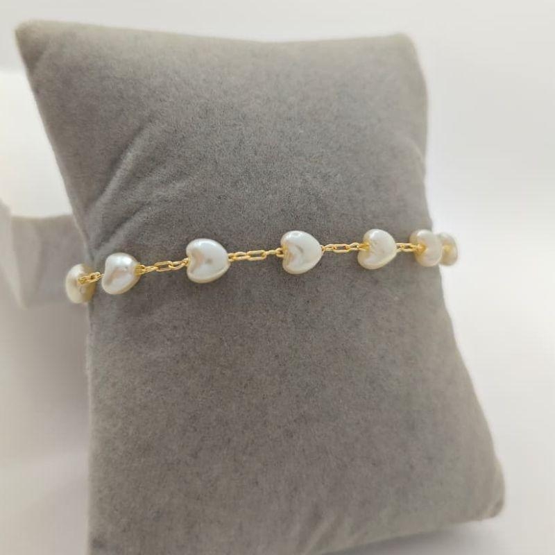 pulseira coração de pérola