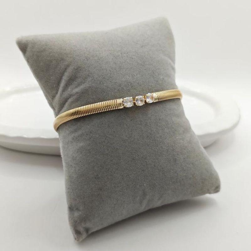 pulseira fio alemão com 3 pedras