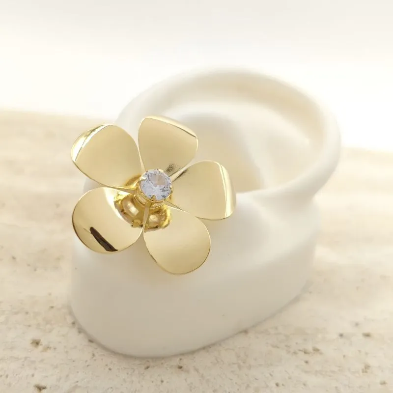 brinco flor com ponto de luz