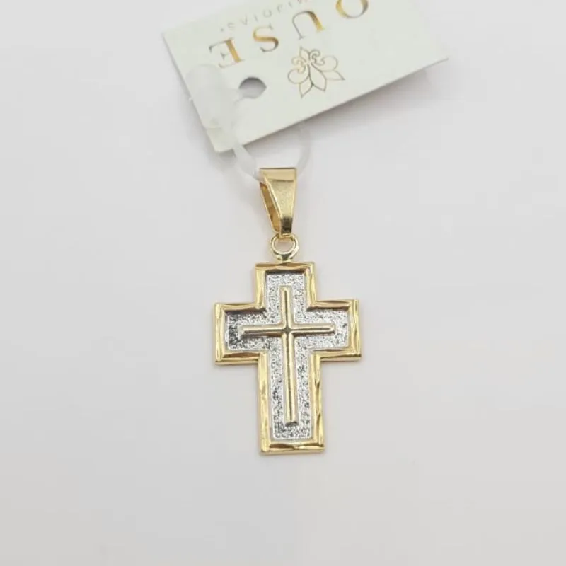 pingente cruz prata e dourado