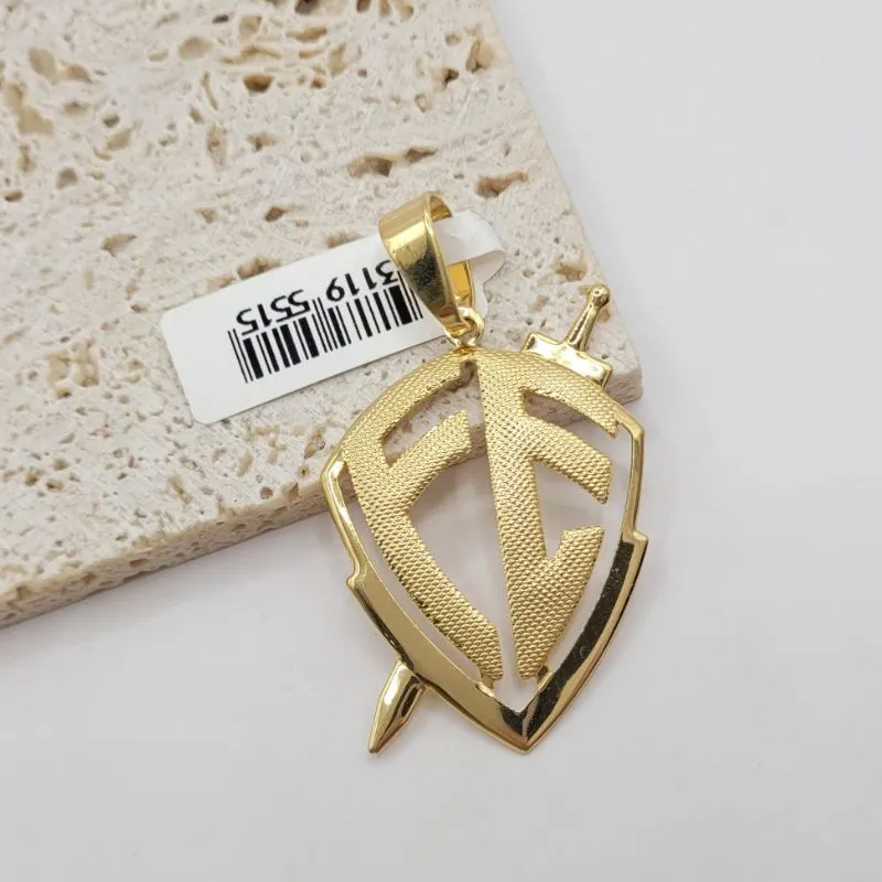 pingente escudo fé vazado