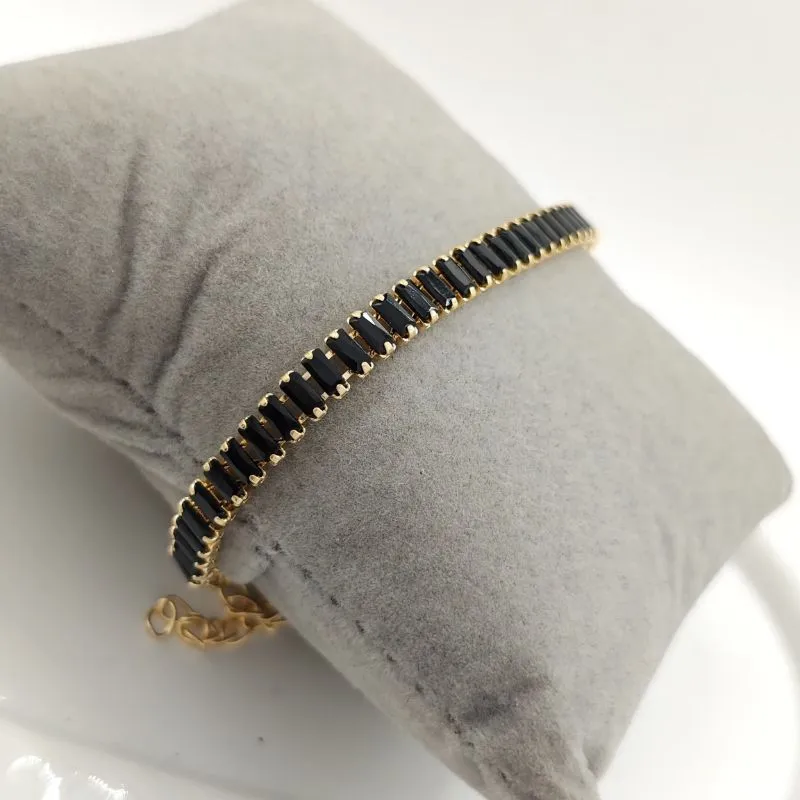 pulseira pedra preta retangular