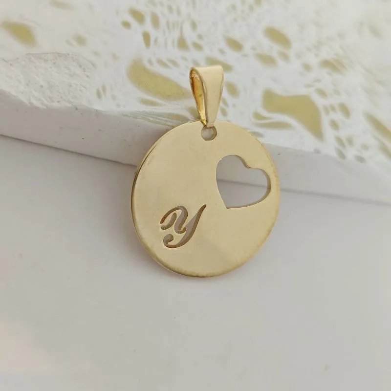 pingente medalha coração letra Y