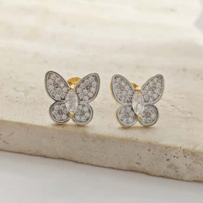 brinco borboleta cravejada com caneta rhodio