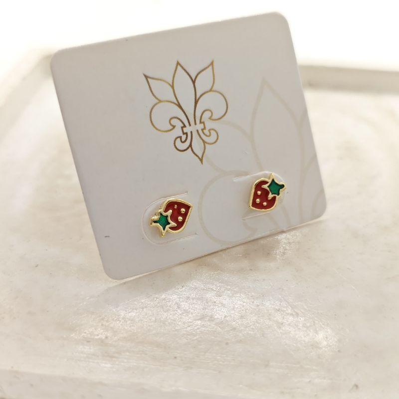 brinco infantil resinado morango