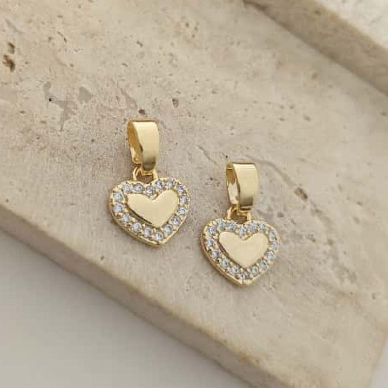 pingente coração liso com zirconia