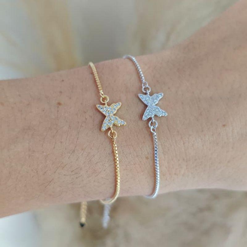 pulseira borboleta cravejada