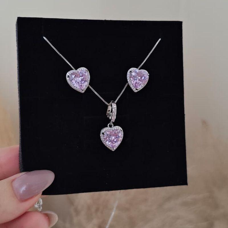 conjunto coração lilás rhodio