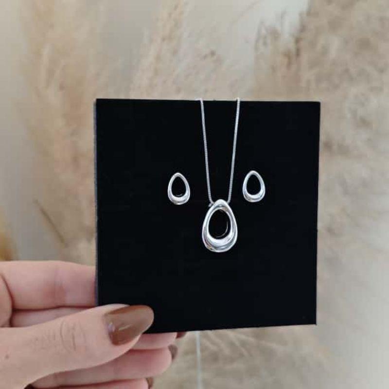 conjunto oval super luxo rhodio