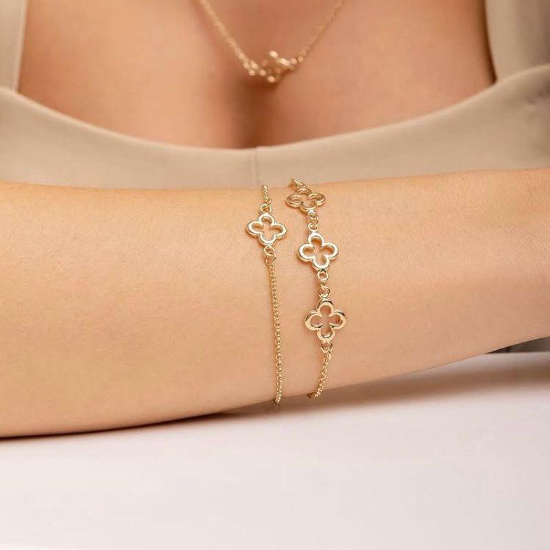 pulseira 3 trevos vazado