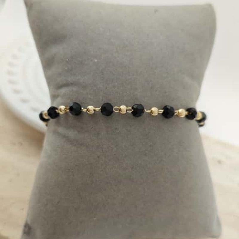 pulseira cristal preto e bolinhas