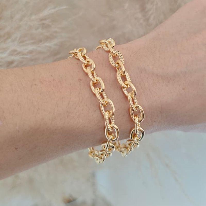 pulseira de elo texturizado