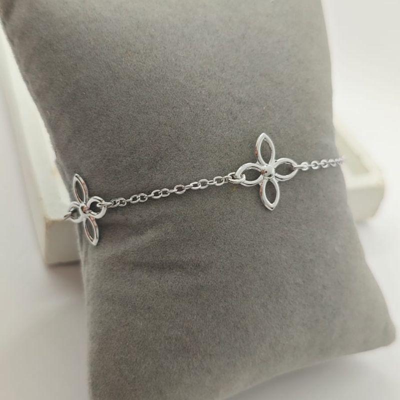 pulseira flor vazada rhodio